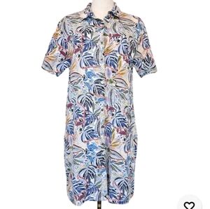 C&C California botanical print linen shirt dress